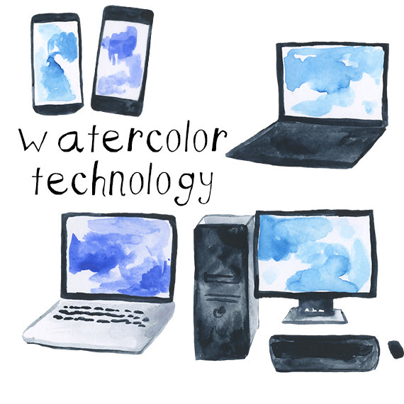 technology clipart watercolor