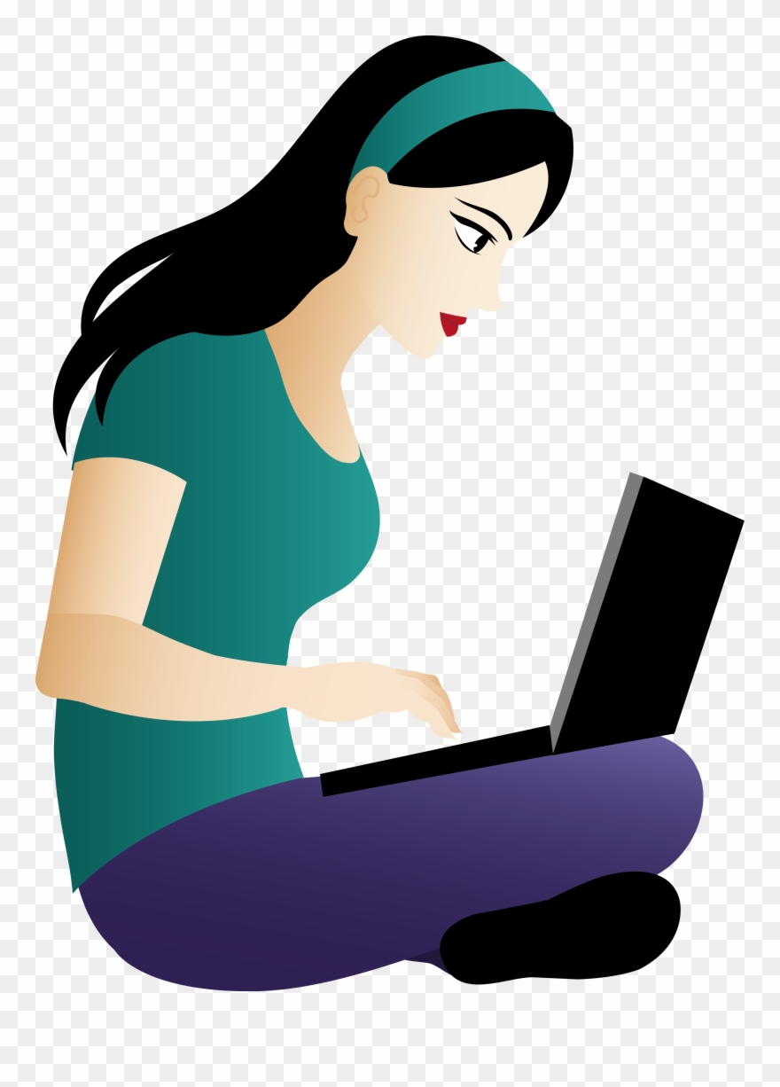 laptop clipart working woman