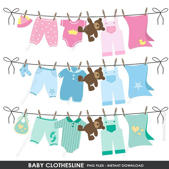 Laundry clipart baby washing line. Clothesline shower clip art