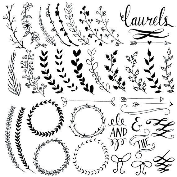 laurel clipart black and white