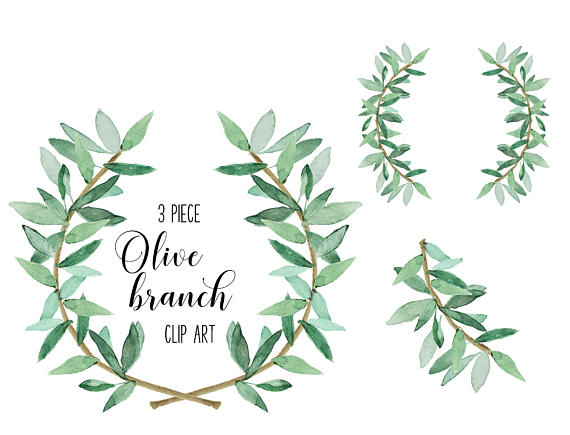 Watercolor greenery and coordinating. Laurel clipart foliage