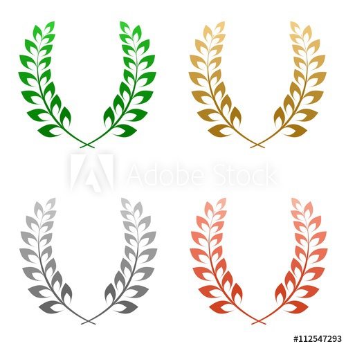 Set of four colored. Laurel clipart gold silver bronze