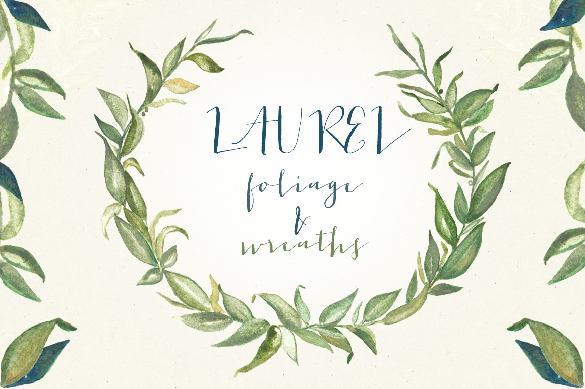Laurel clipart watercolor. Foliage wreaths 