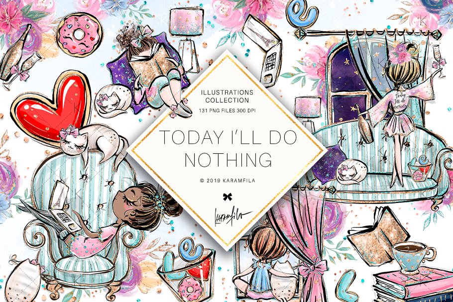 Lazy clipart to do. Day illustrations creative market