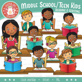 Learning clipart middle school reading. Teen kids clip art
