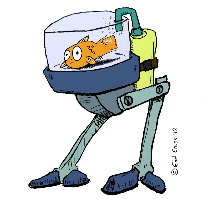 Goldfish with robot legs. Leg clipart cross leg
