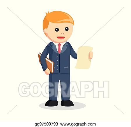 Legal clipart male lawyer. Vector with documents 