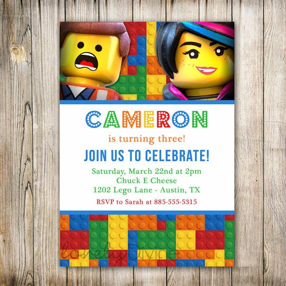 Movie birthday . Lego clipart invitation