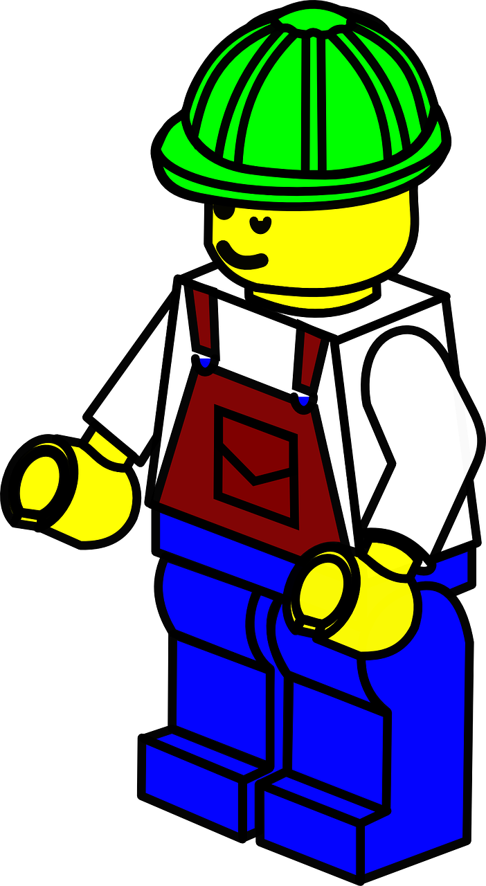 Man toy plastic fitter. Lego clipart worker