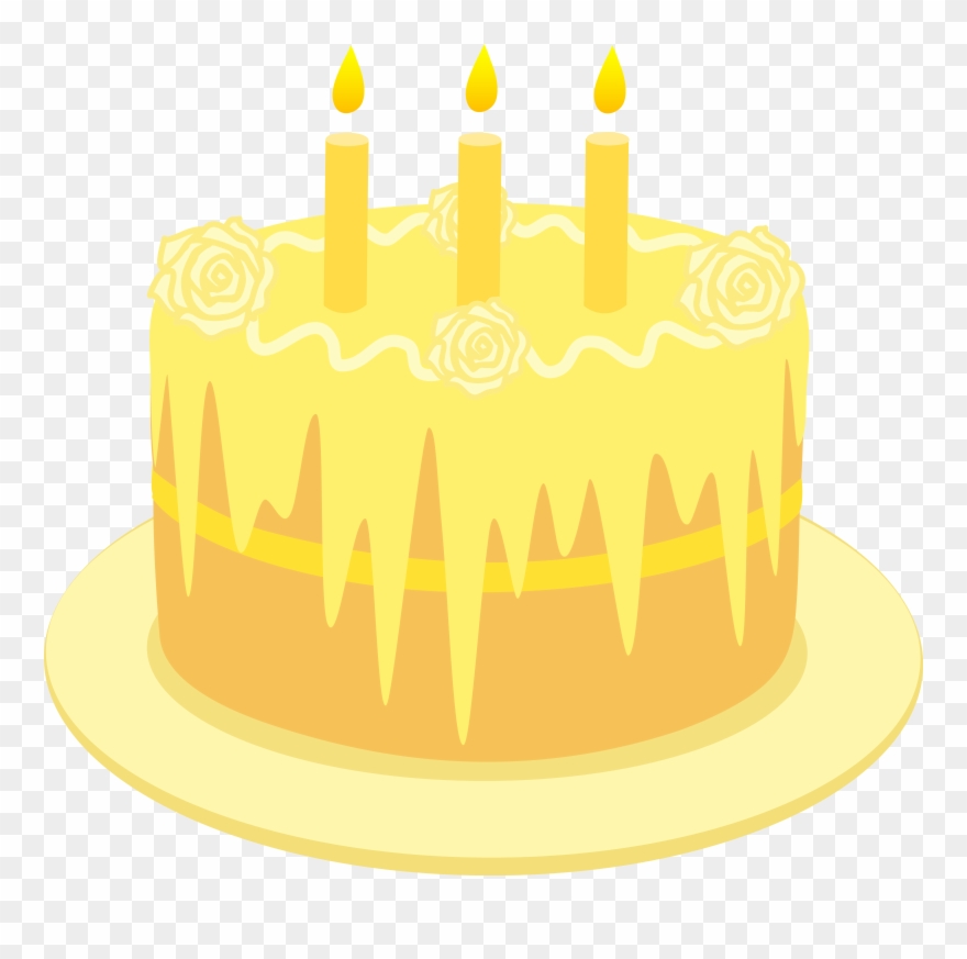 Birthday with candles yellow. Lemon clipart lemon cake