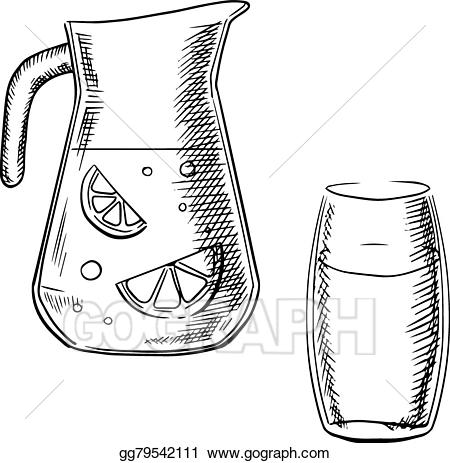 Lemonade clipart sketch. Vector art jug and