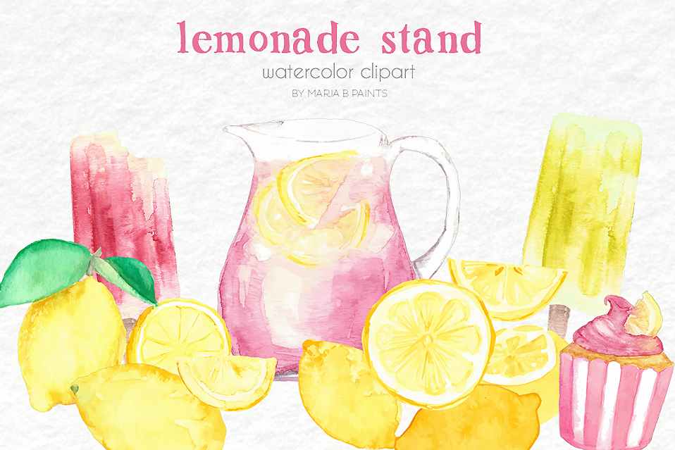 Lemonade clipart watercolor. Clip art stand 