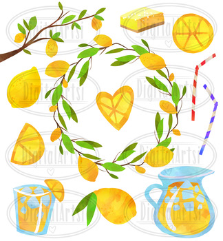 lemons clipart watercolor