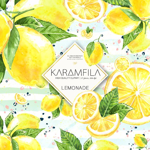 Lemons clipart. Lemon illustrations creative market