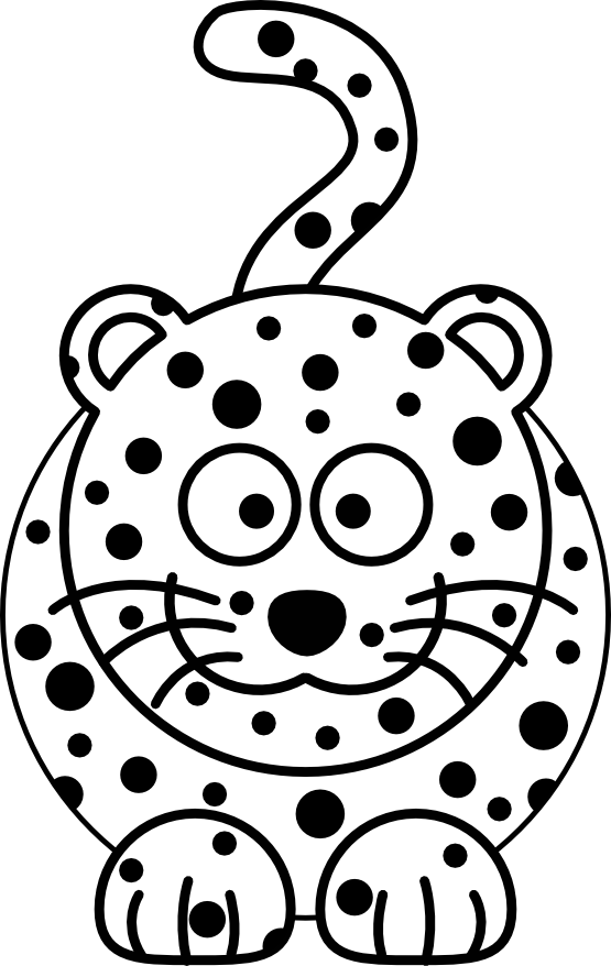 leopard clipart black and white
