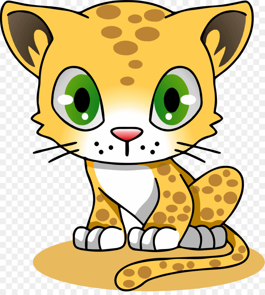 Snow cartoon drawing cat. Leopard clipart yellow