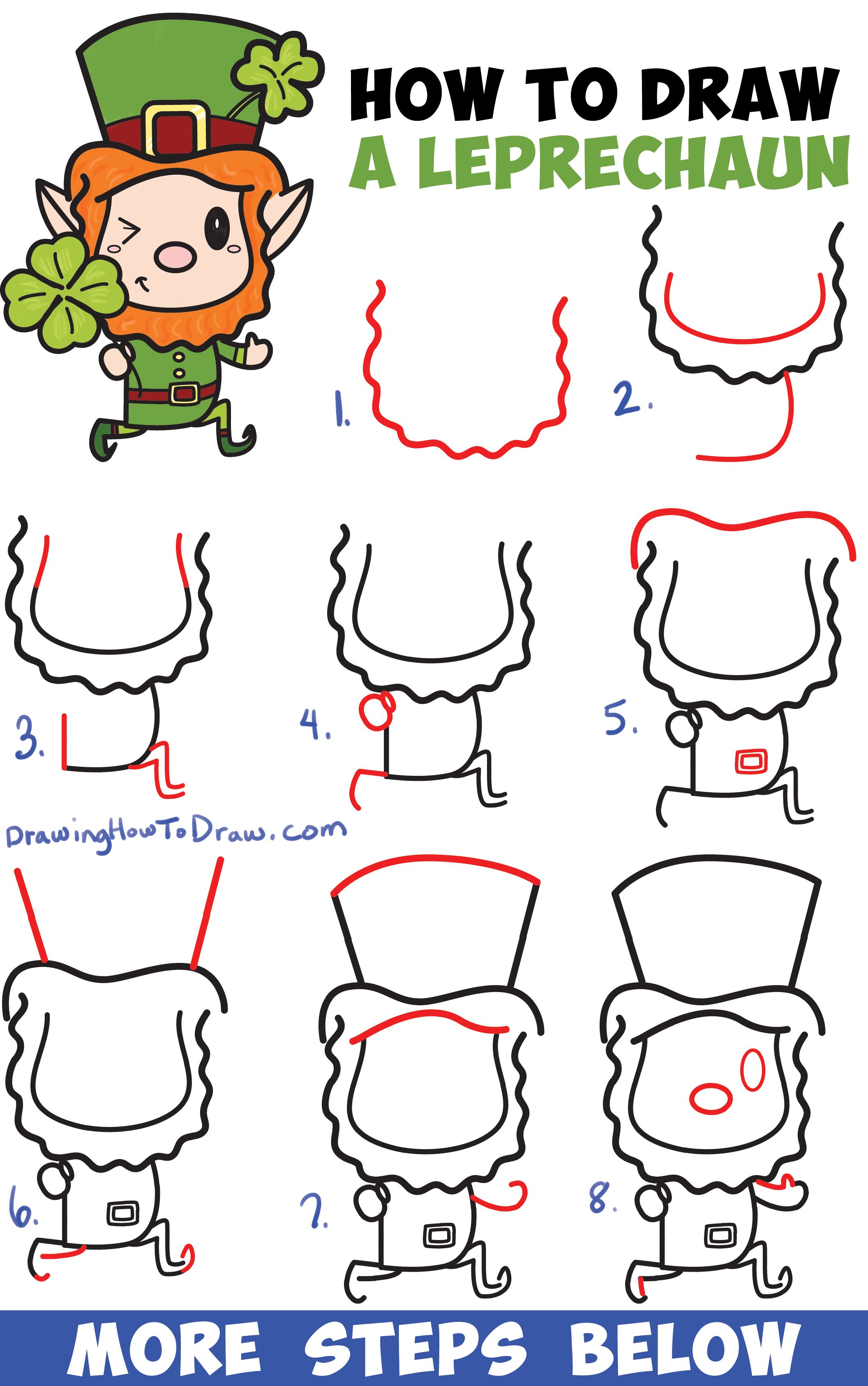 Leprechaun clipart easy cartoon. How to draw a