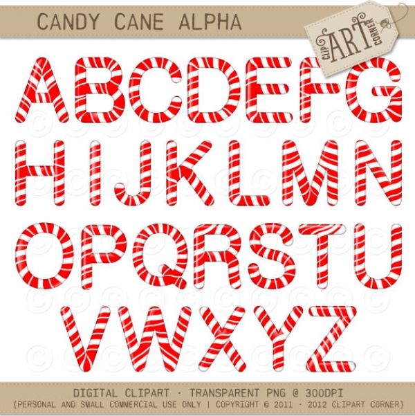letters clipart candy cane