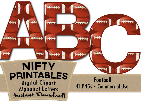 Alphabet letters sports digital. Letter clipart football