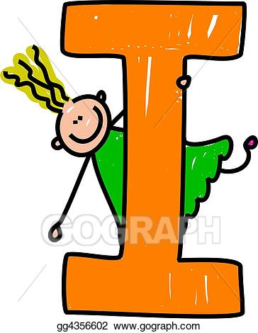 Stock illustrations i girl. Letter clipart giant