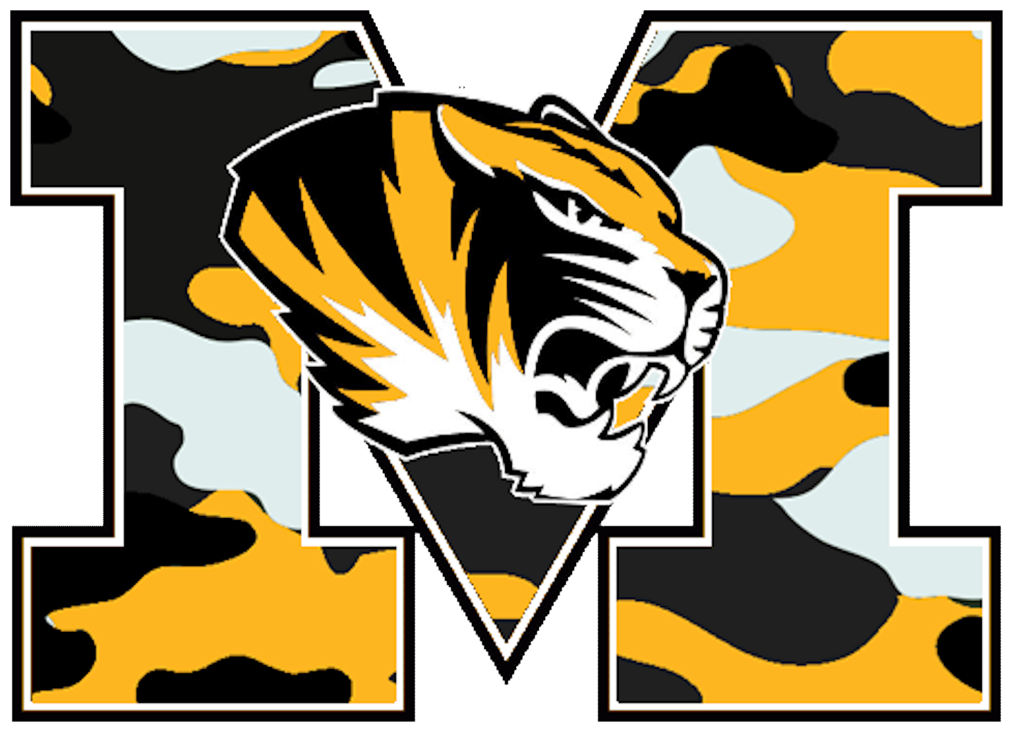 M tiger in camoflage. Letter clipart latter