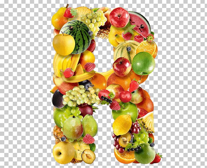 Fruit vegetarian cuisine letter. Letters clipart food