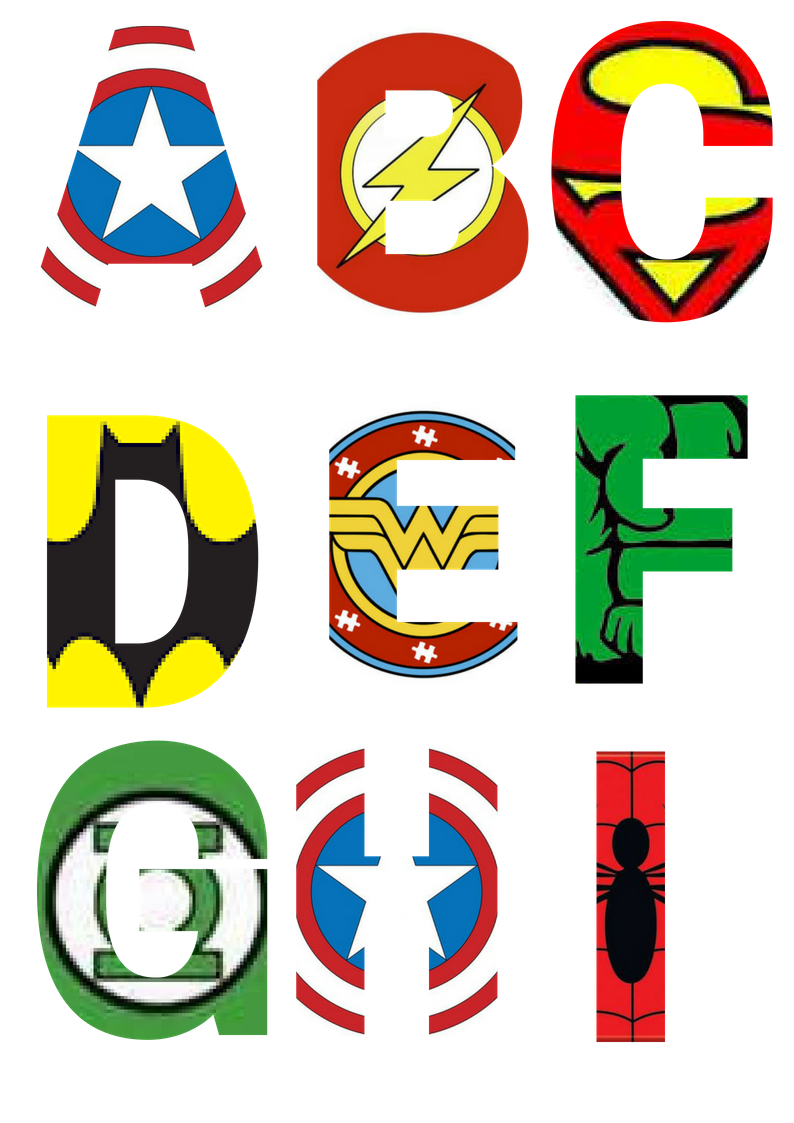 letters clipart superhero