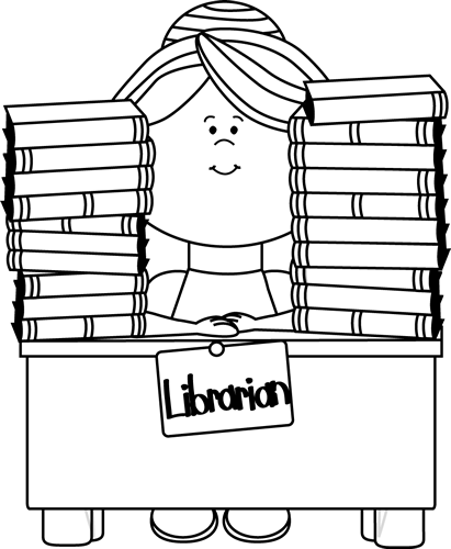 librarian clipart black and white