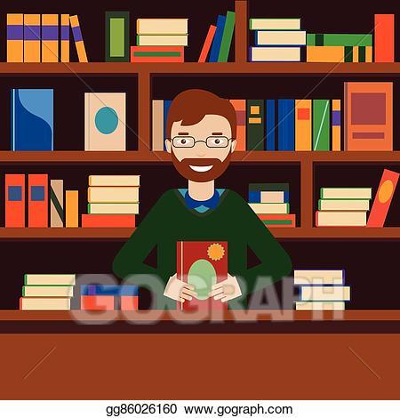 Librarian clipart male librarian. Vector man on background