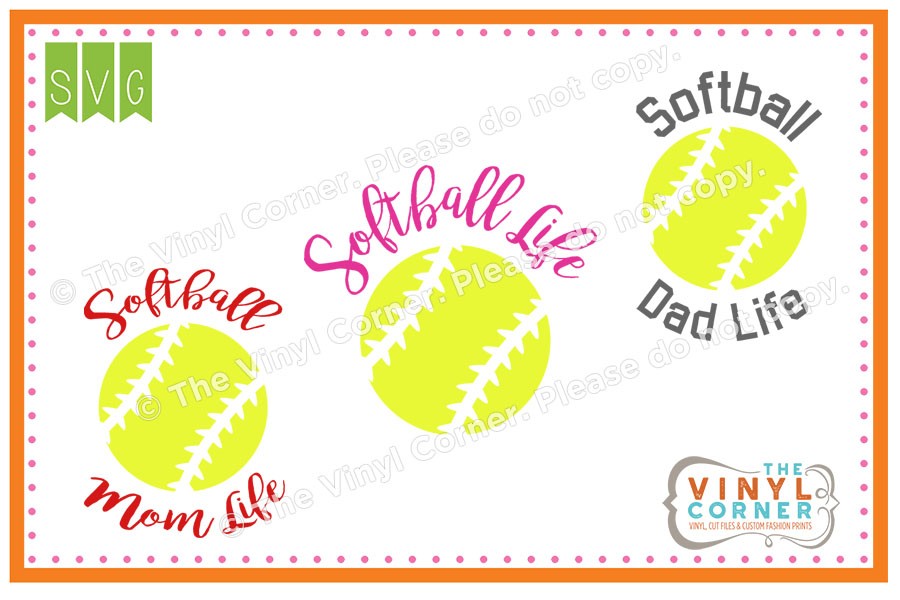 Softball clipart life. Applique corner cuttable svg