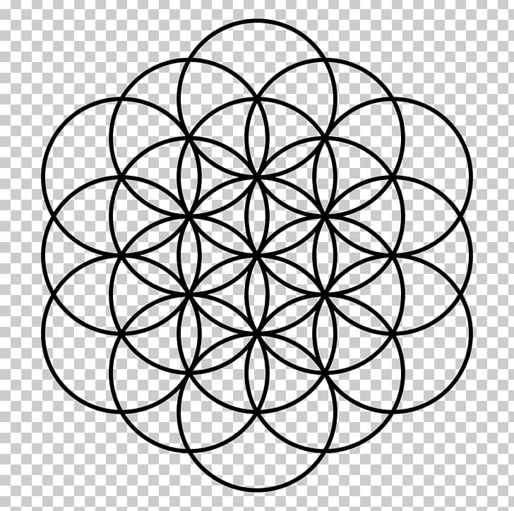 Overlapping circles grid symbol. Life clipart white flower