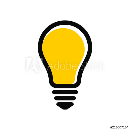 Icon idea and creativity. Light bulb clip art modern