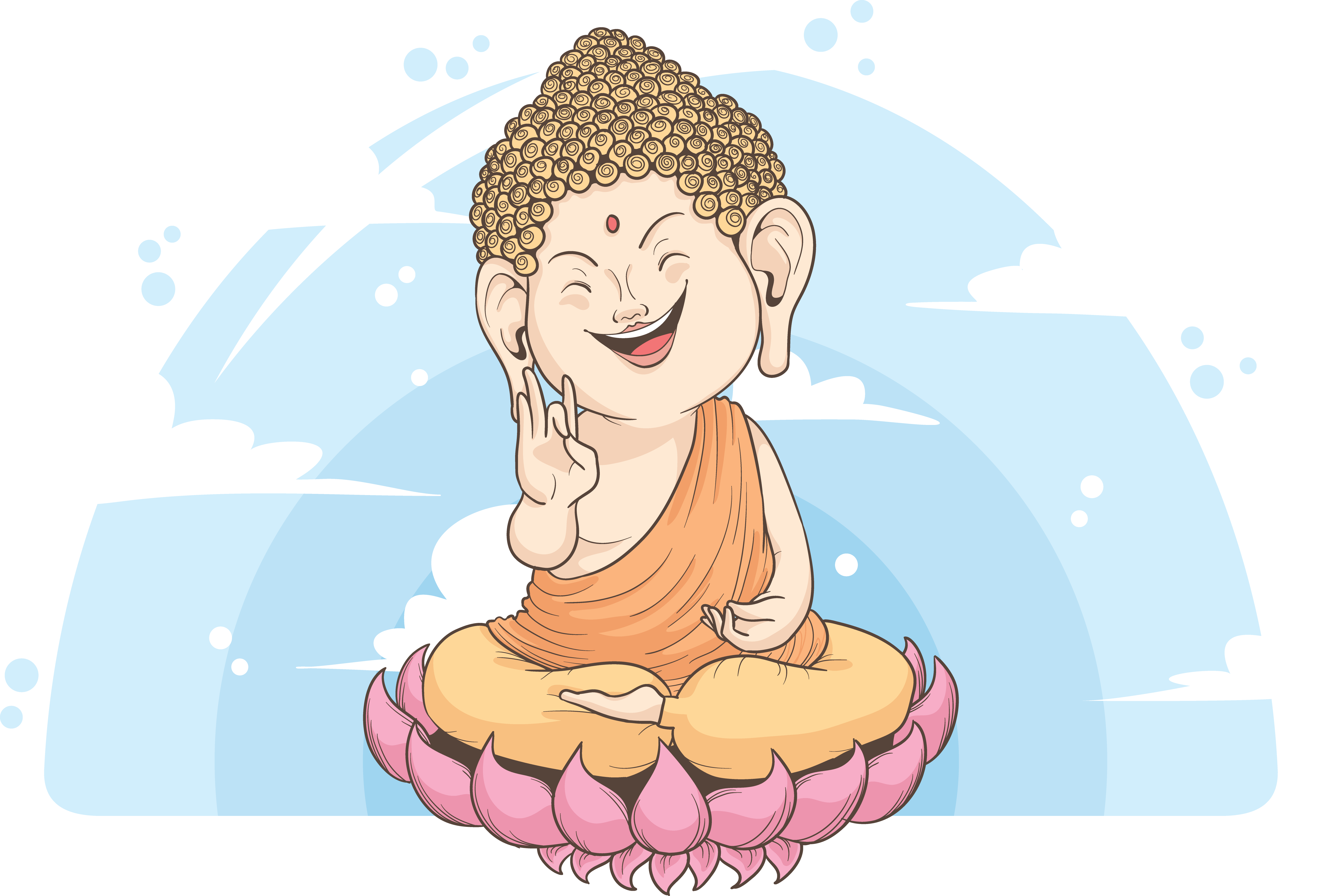 Cartoon illustration transprent png. Meditation clipart buddha thai