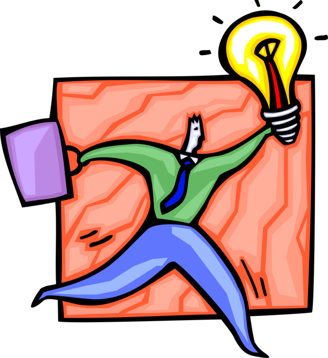 With innovation idea light. Lightbulb clipart entrepreneur