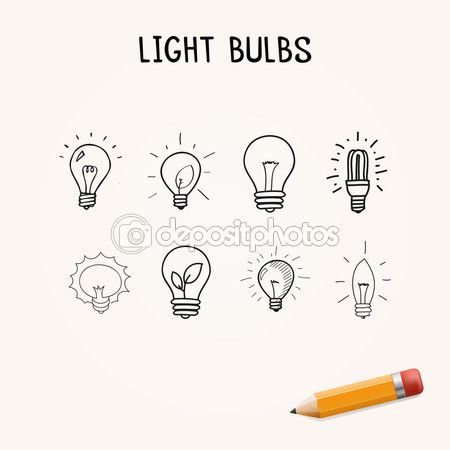 Hand drawn light bulbs. Lightbulb clipart quick fact