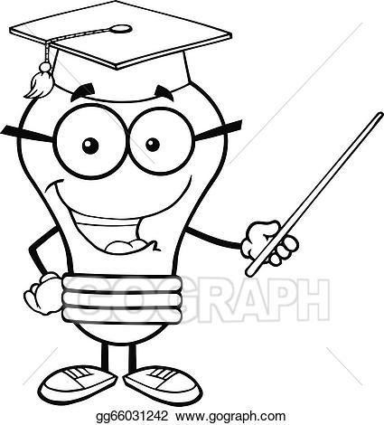 Lightbulb clipart teacher. Vector stock outlined smiling