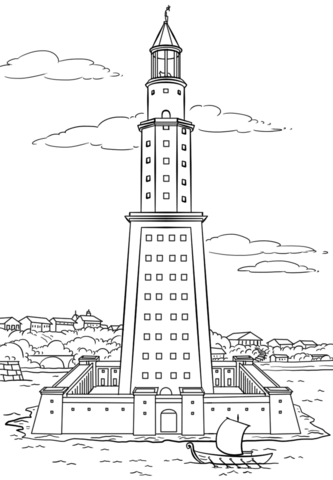 Pharos of coloring page. Lighthouse clipart alexandria