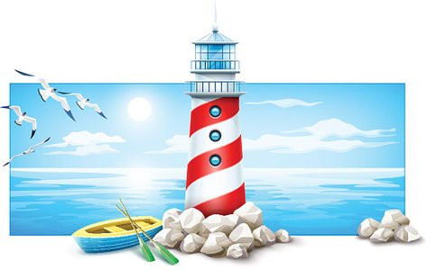 lighthouse clipart boat scene