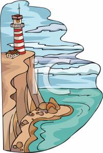A on image . Lighthouse clipart cliff