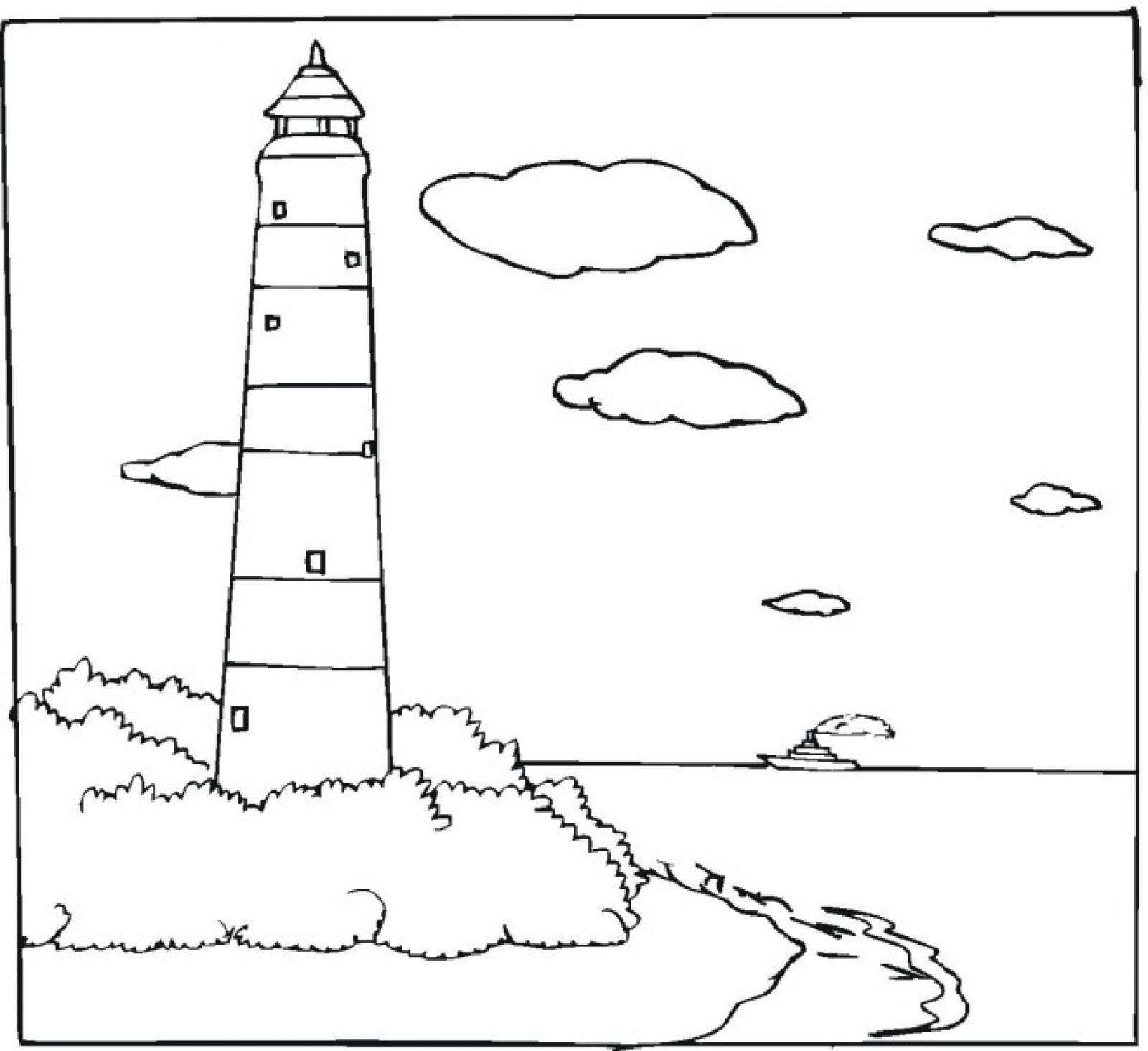 lighthouse clipart colouring page