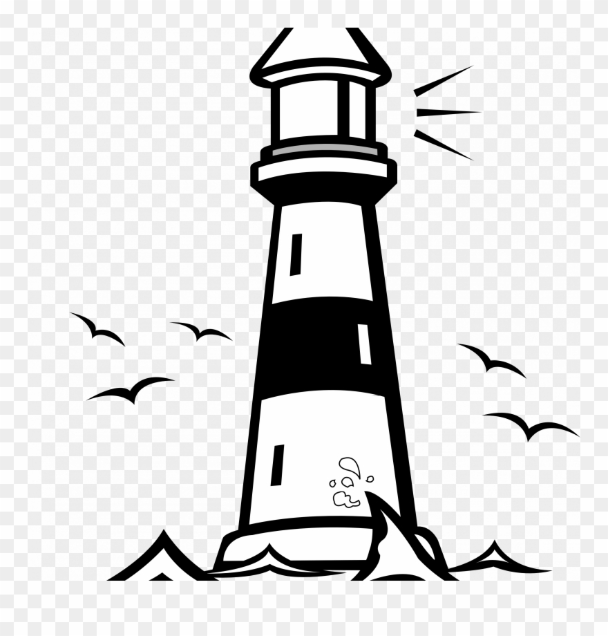 lighthouse clipart colouring page