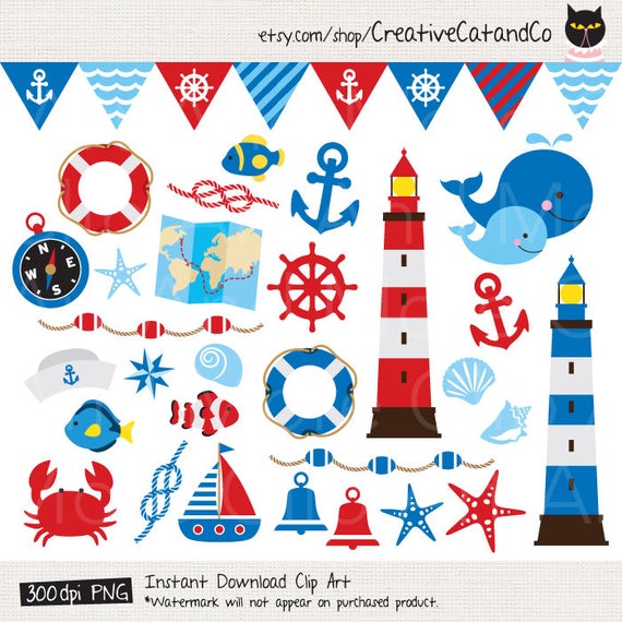 Lighthouse clipart nautical theme. Sailing anchor whale summer