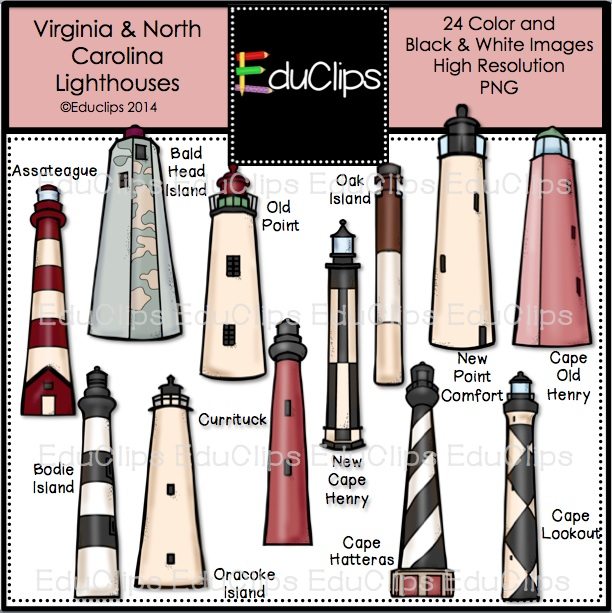 Virginia and nc lighthouses. Lighthouse clipart north carolina