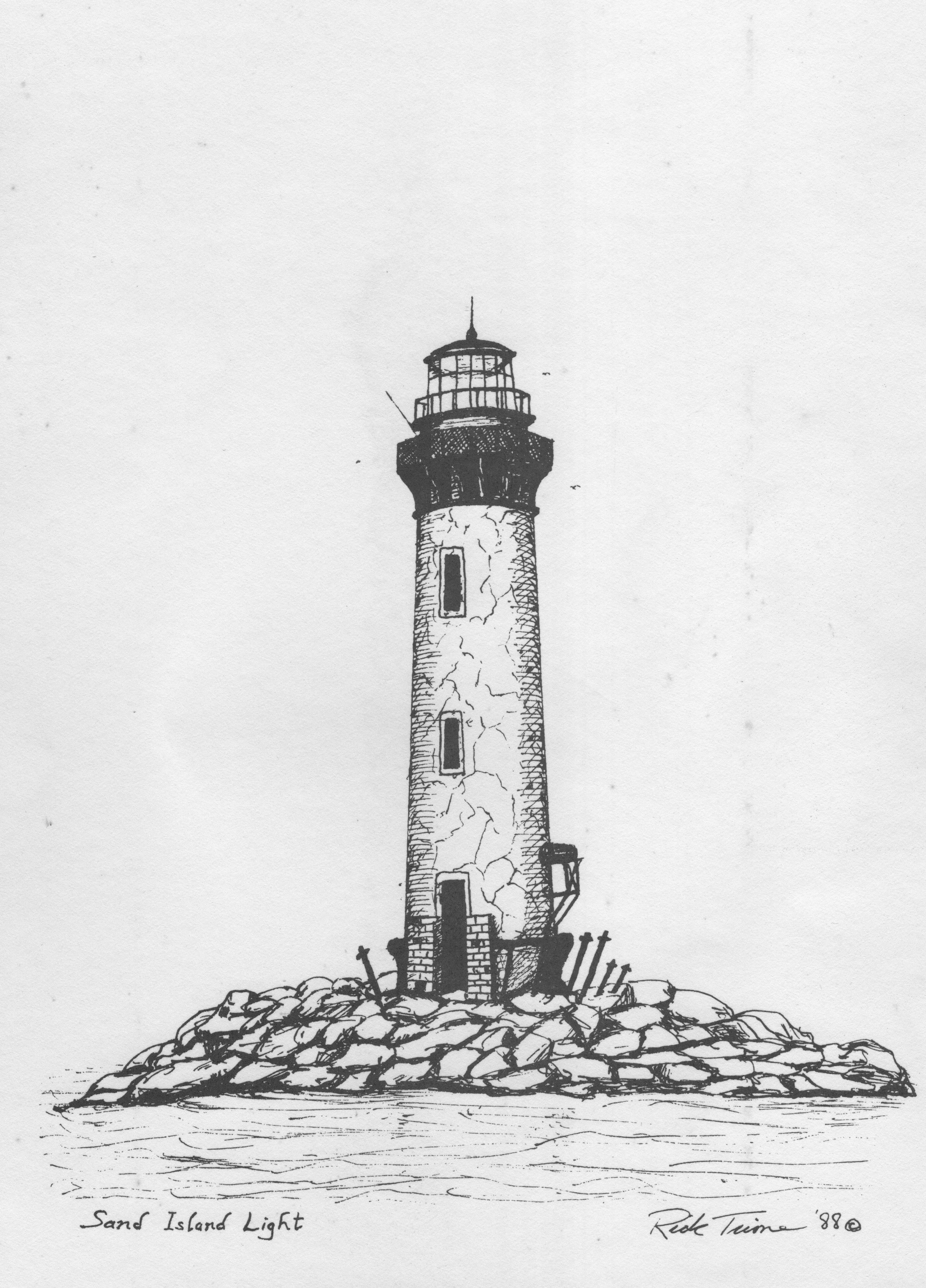 lighthouse clipart rock drawing
