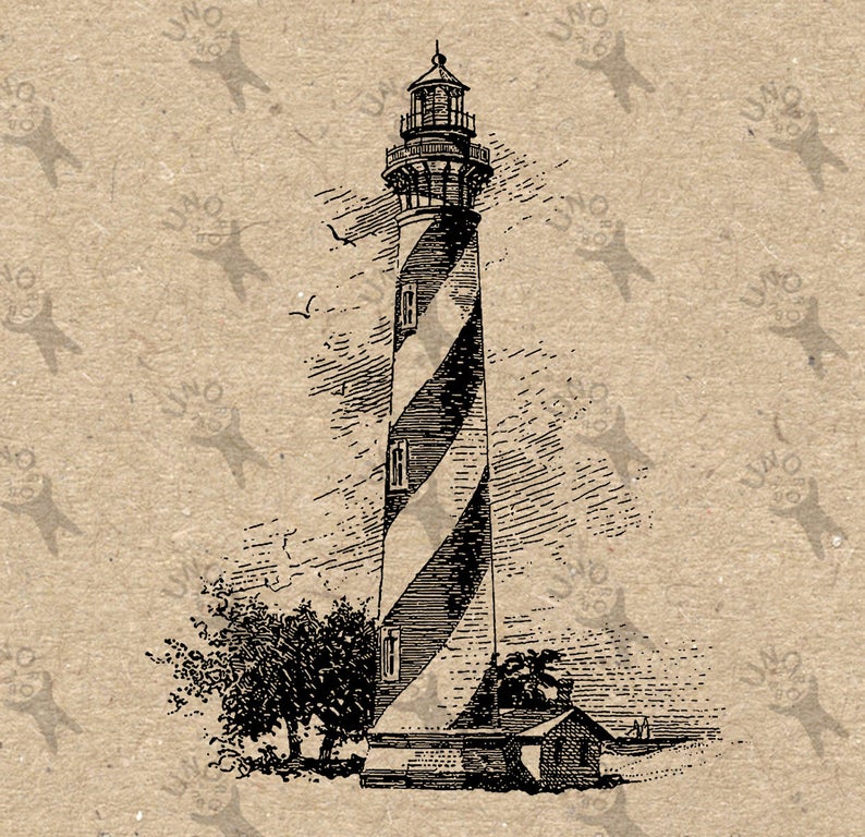 Light tower storm image. Lighthouse clipart vintage