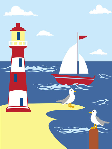 lighthouse clipart water scene