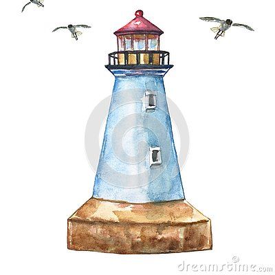lighthouse clipart watercolor