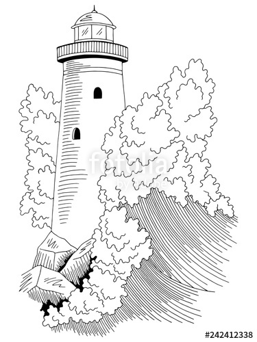 lighthouse clipart wave drawing
