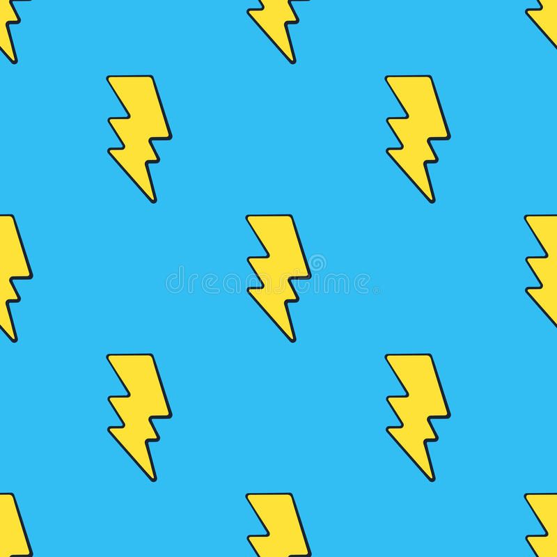 Seamless pattern with cute. Lightning clipart pop art