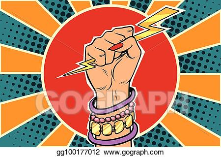 Lightning clipart pop art. Eps illustration girl power